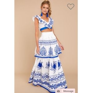 A time for everything blue print two piece set